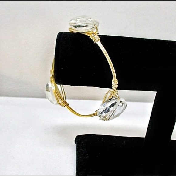 Clear Stone 14K Gold Wire Wrapped Bracelet - Picture 3 of 3